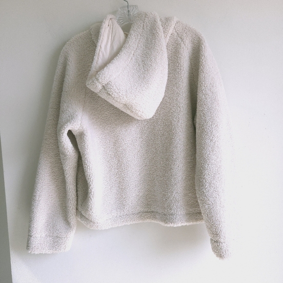 Vince Faux Sherpa Ivory Pullover Hoodie Sweatshirt - Picture 6 of 6